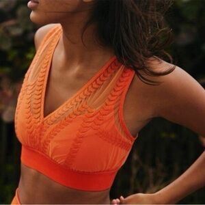FP Movement by Free People Orange Sheer Lace Bralette